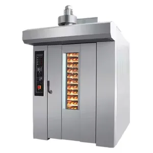 Customized Gas diesel electric Industrial rotary oven for bakery sale bread baking, commercial 8 16 32 64 trays rack rotary oven