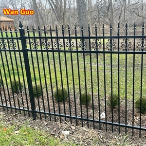 Tùy chỉnh 6 feet phẳng hàng đầu trang trí kim loại picket hàng rào sơn tĩnh điện hình ống rèn sắt kẽm tấm thép dễ dàng mô hình 3D - Product Image 2