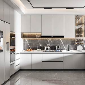 Mueble de cocina modular de madera maciza lacado blanco diseños de cocina modulares de madera modernos personalizados - Product Image 1