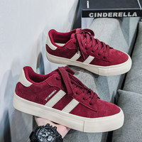 Baskets décontractées respirantes bordeaux pour hommes, nouvelle collection automne/hiver 2025, en daim, style rétro, polyvalentes, pour étudiants, chaussures de sport et de loisirs