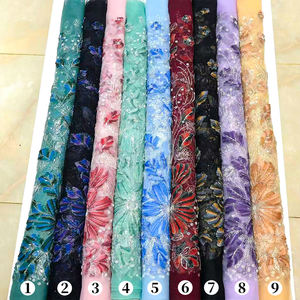 قماش دانتيل مطرز بالخرز والترتر بنقشة زهور أنيقة وملمس ناعم لفساتين الزفاف وتنانير السهرة والملابس - Product Image 6