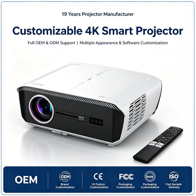 OEM ODM A9 Linux TV  Wired Wifi LCD Projector 1080P Native Resolution 4k Projector Full Enclosed Optical Engine