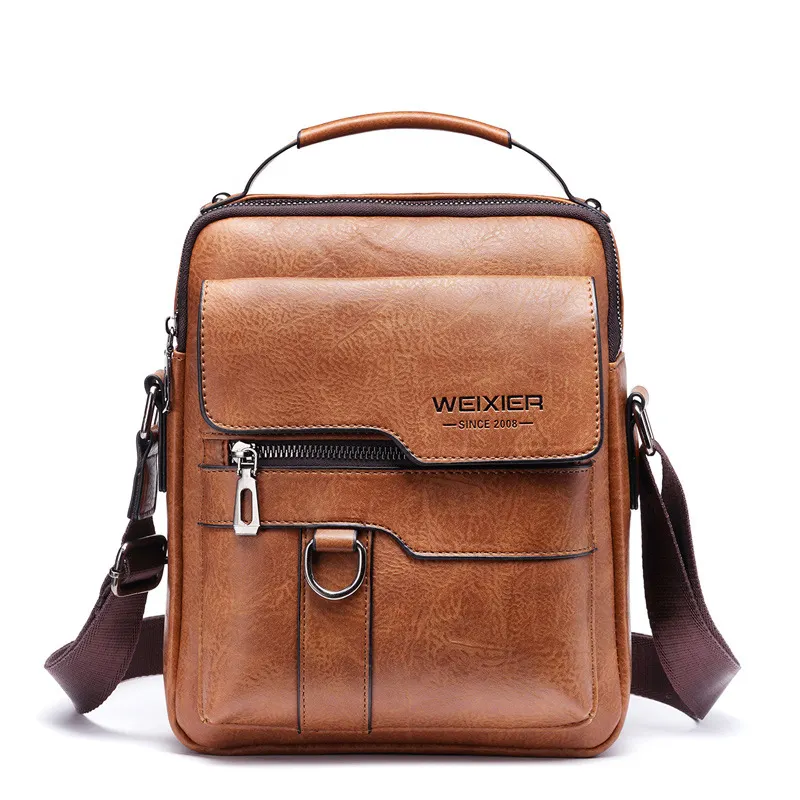 1201 Custom Wholesale Fashion Business Designer Black Brown Quality Sling Shoulder PU Leather Men Crossbody Bags