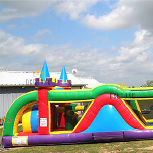 Personalizzare i giochi gonfiabili di sport di ostacolo della corsa ad ostacoli gonfiabile del castello con i doppi scivoli - Product Image 4
