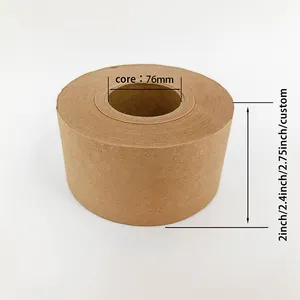 Nastro di carta Kraft riutilizzabile da 48mm x 50m con Logo rinforzato nastro gommato marrone per scatola da imballaggio