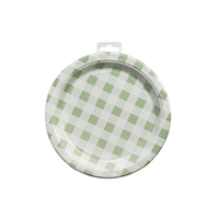 616266 Assiettes en papier jetables écologiques 9 pouces, motif gingham vert, 20 pièces, fournitures pour fêtes et célébrations, vente en gros