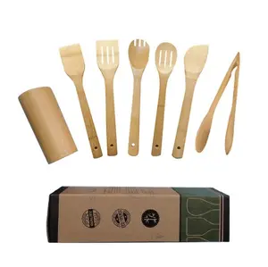 Alat Makan Set, Aksesoris Dapur Kayu Bambu Ramah Lingkungan, Peralatan Makan Set Peralatan Masak