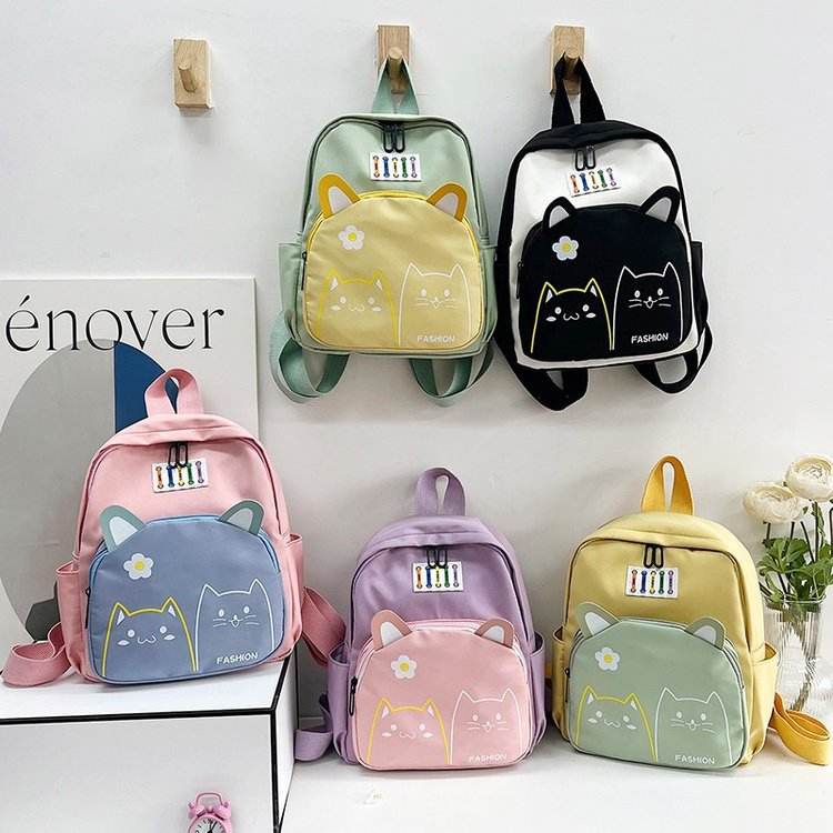 Funny Personality Printed Cartoon Cat Soft Kids Student School Bag