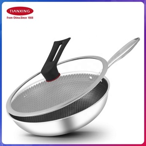 Utensilios de <span class=keywords><strong>cocina</strong></span> para restaurante, hogar, 32/34/36cm, utensilios de <span class=keywords><strong>cocina</strong></span> de acero inoxidable triples, <span class=keywords><strong>Wok</strong></span>, panal, <span class=keywords><strong>Wok</strong></span> antiadherente con tapa de vidrio - Product Image 6