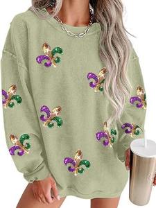 Nueva llegada Nuevo diseño Mardi Gras Ropa de manga larga para mujer 2024 Lentejuelas Mardi Gras <span class=keywords><strong>Sudadera</strong></span> - Product Image 3