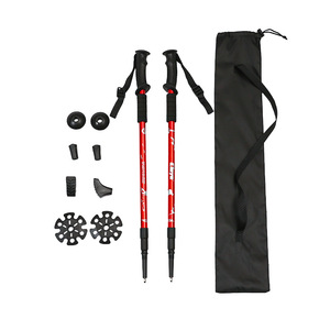 Bastones de Senderismo Cleye de Aleación de Aluminio de 3 Secciones con Amortiguación de Impactos, Mango en T, Bastones de Trekking, Bastones de Montañismo - Product Image 1