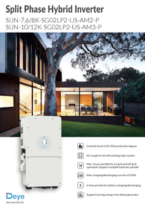 Inversor Solar Híbrido de 8kw 10kw 12kw, Versión Estadounidense, Deye SUN7.6-12K-SG02LP2-US-AM3-P, Inversor de Fase Dividida de Alta Eficiencia, Batería - Product Image 3