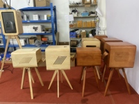 Support d'imprimante en bois DNP RX1 avec housse pour borne photo en libre-service, emballage en flight case