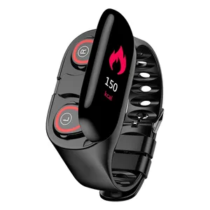 Jam Tangan Pintar Pria M1, Arloji Cerdas Pengukur Detak Jantung dengan BT Earphone, Pelacak Fitness Tekanan Darah untuk IOS Android