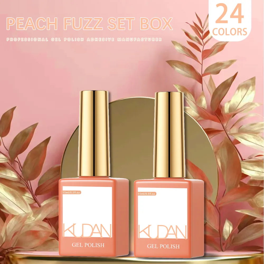 2024 New Trendency Peach Pink Color Scheme Gel Polish Set 24 Colors Beginner List Gel Kits Oem Odm Gel Nail Polish Set Box