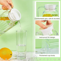 Carafe à eau en plastique PC moderne et écologique de 1100 ml avec poignée et couvercle pour boissons glacées