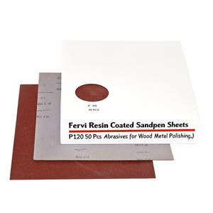 Hojas de Papel de Lija Recubiertas de Resina Fervi P120, 50 Piezas, Abrasivos para Pulir Madera y Metal - Product Image 2