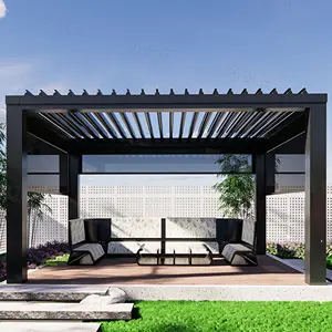 가장 인기있는 현대 안뜰 pergola 10x13, 피트 조정 아치형 알루미늄 pergola 디자인 정원/