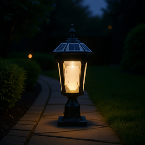 Lámpara Solar de Jardín Retro LED Regulable, Grande, de Plástico Negro, IP65, para Exteriores, Luz Blanca Cálida, con Sensor, Independiente - Product Image 2