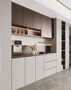 Credenza da terra personalizzata con cassetti a chiusura ammortizzata per cucina aperta di villa, mobile organizer per elettrodomestici - Product Image 1
