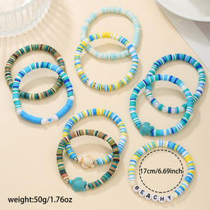 Ocean Series Polymer Clay Stackable <b>Bracelet</b> Set Beachy <b>Turtle</b> Beaded Women Gift Jewelry Spring 2025 - Product Image 4