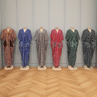 Nouvelle Robe Décontractée à Col en V et Manches Courtes, Imprimée à Rayures, Élégante et Tendance, avec Poches, Vente en Gros
