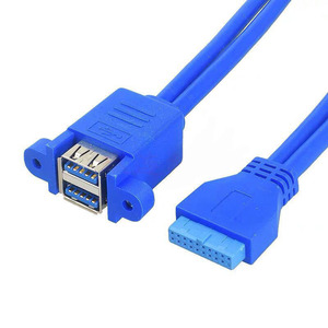 สายต่อขยาย USB 3.0 แบบ 20 พิน สองชั้น พร้อมฝาครอบหูสาย สายทองแดง ฉีดขึ้นรูปด้วยแรงดันสูง - Product Image 1