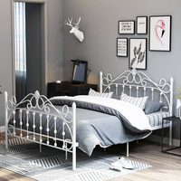 Lit de princesse en fer de style nordique moderne minimaliste, 1,8 m x 1,5 m, lit double pour hôtel, appartement