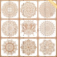 Nouvelles pochoirs mandala de 30x30 cm (12 pouces), lot de 9, grands modèles de pochoirs découpés au laser pour peinture DIY sur murs et sols en plastique
