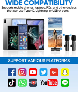 Chuyên nghiệp Mini Clip-on ve áo mic cho cuộc phỏng vấn vlogging Youtube tiktok, kép Micro không dây cho máy ảnh điện thoại - Product Image 4