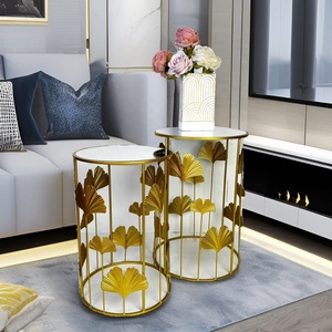 Lander thiết lập của 2 bán buôn kim loại vòng Bàn cà phê tùy chỉnh vàng trang trí hiện đại bảng phụ cho phòng khách - Product Image 6