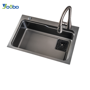 อ่างล้างจานสเต็ปแฮนด์เมด สเตนเลส 201 สีดำ<span class=keywords><strong>ไท</strong></span>เทเนียมนาโน พร้อมตะกร้ากรอง - Product Image 2