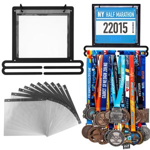 Elegante Exhibidor de Medallas Deportivas de Metal Negro en Forma Rectangular para Montar en la Pared, Caja de Exhibición para Medallas de Carreras - Product Image 2
