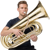 Tuba 4 Katup Bb, Bodi Kuningan Lapis Emas, 4 Piston, Dapat Dilipat, untuk Band Sekolah, Profesional, Grosir, OEM