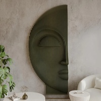 Sculpture d'art murale en bois de caractéristique de maison contemplative moderne Immersive noyade homme algorithmique sculpture sur bois poli émotionnel