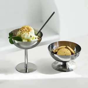 Wholesale 304 Stainless Steel Goblets Hot Sale Ice Cream Cup Silver Color Bowl Snack Cup For Bar