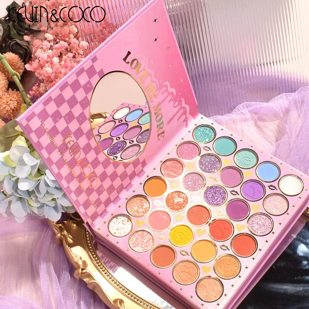 KEVIN COCO Eye Shadow Pressed Glitter Eyeshadow Factory Direct Waterproof Includes cosmetic mirror 2023 Lady Gift Set