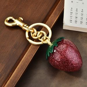 2025 New Design 3D Strawberry Metal Keychain <b>Bag</b> Decoration Pendant High Quality Luxury 3D Crystal Strawberry Keychain Wholesale - Product Image 2