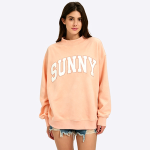 Felpa Oversize <span class=keywords><strong>da</strong></span> <span class=keywords><strong>Donna</strong></span> con Collo Alto, Ricamo a Lettere, Motivo a Righe e Pois, Manica Lunga, Personalizzabile con Logo, Vendita all'Ingrosso - Product Image 4