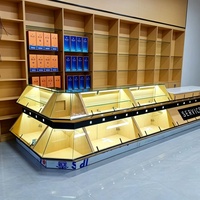 Étagères de présentation de supermarché avec éclairage LED haut de gamme, vitrine de luxe pour cigarettes et spiritueux, table de service