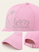 Casquette de baseball pour femme avec strass, couronne scintillante, lettres brillantes, diamants, visière incurvée, réglable, chapeau de soleil d'extérieur