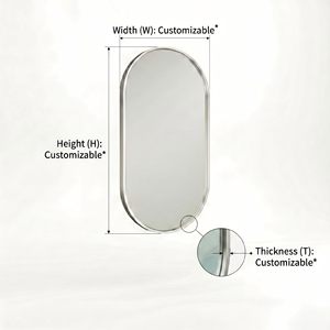 Kingstin <span class=keywords><strong>Miroir</strong></span> <span class=keywords><strong>Salle</strong></span> <span class=keywords><strong>de</strong></span> <span class=keywords><strong>Bain</strong></span> Ovale Moderne, Cadre Inox Brossé, <span class=keywords><strong>Miroir</strong></span> Mural Minimaliste, Personnalisable - Product Image 4