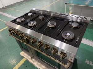 48 In. 7.0 Cu. Ft. Free <b>Standing</b> Oven, 8 Burner, Convection Oven, Auto Re-ignition, Gery <b>Door</b>, Golden Knobs and Handle "Free Sta - Product Image 3