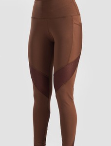 Leggings de yoga taille haute pleine longueur, couleur unie, avec empiècements en maille, en Spandex et Polyester, extensibles dans les quatre sens, taille élastique, surpiqûres contrastées - Product Image 5