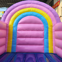 Château gonflable de luxe arc-en-ciel pour enfants, trampoline gonflable neutre avec piscine à balles, maison de rebond arc-en-ciel