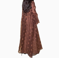 Robe longue Abaya Kaftan à manches longues avec dentelle brodée de fleurs et sequins, taille plus, mode modeste, vêtements pour le Ramadan et l'Aïd