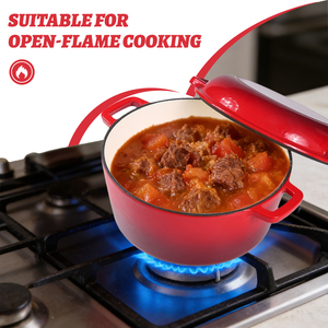 Cocotte en fonte <span class=keywords><strong>émaillé</strong></span>e blanche ronde multifonctionnelle 2 en 1 de <span class=keywords><strong>26</strong></span> <span class=keywords><strong>cm</strong></span> de diamètre avec couvercle poêle pour la fabrication du pain - Product Image 3