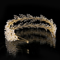 Nouvelle conception de couronne de cristal à double rangée, diadèmes de mariage de haute qualité, faits à la main, pour les fêtes, les fiançailles, les anniversaires