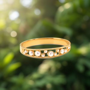 Pulsera de perlas de acero inoxidable 316L con baño de oro PVD, joyería sostenible y resistente para mujer - Product Image 3
