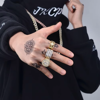 Mode Punk Vintage Bijoux Hommes Personnaliser Logo Dainty Prix Laiton Matériel Plaqué Or 5A Zircon Hiphop Style Anneaux